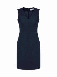 Womens Sleeveless V Neck Dress-Navy