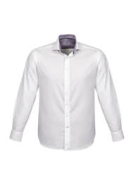 Mens Herne Bay Long Sleeve Shirt-White/Purple Reign