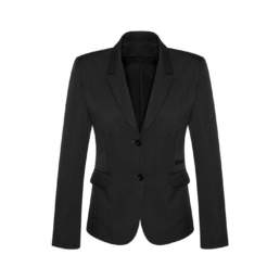 Womens 2 Button Mid Length Jacket-Black