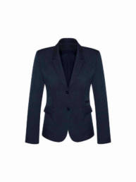 Womens 2 Button Mid Length Jacket-Navy