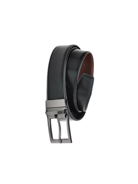 Mens Leather Reversible Belt-Black