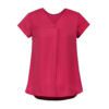 Womens Kayla V-neck Pleat Blouse-Raspberry