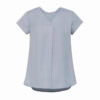 Womens Kayla V-neck Pleat Blouse-Silver