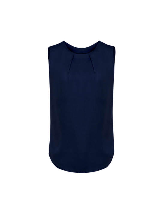 Womens Estelle Pleat Blouse-Navy