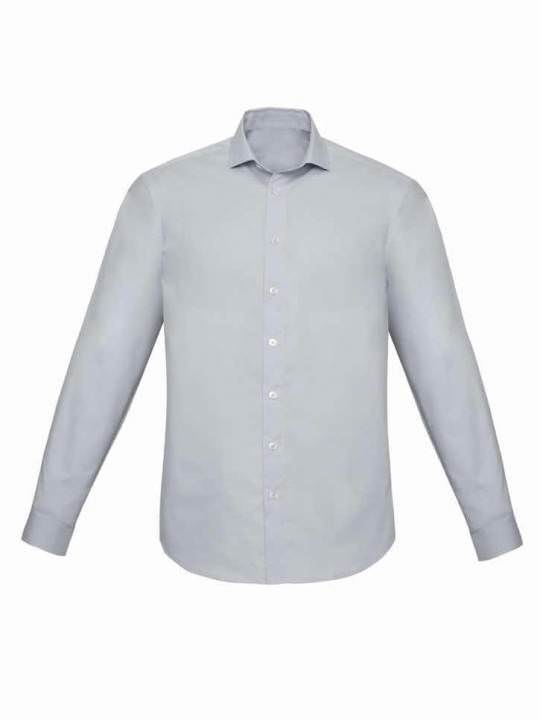 Mens Charlie Slim Fit L/S Shirt-Silver Chambray