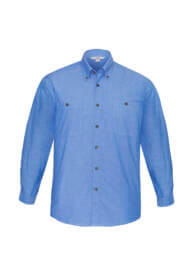 Mens Wrinkle Free Chambray Long Sleeve Shirt