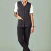 Womens Button Front Knit Vest-Charcoal