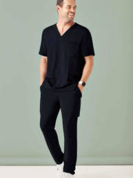 Mens Multi-Pocket Scrub Pant-Black