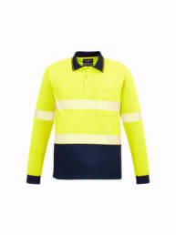 Unisex Hi Vis Segmented L/S Polo - Hoop Taped-yellow