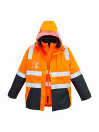 Mens Hi Vis 4 in 1 Waterproof Jacket-orange