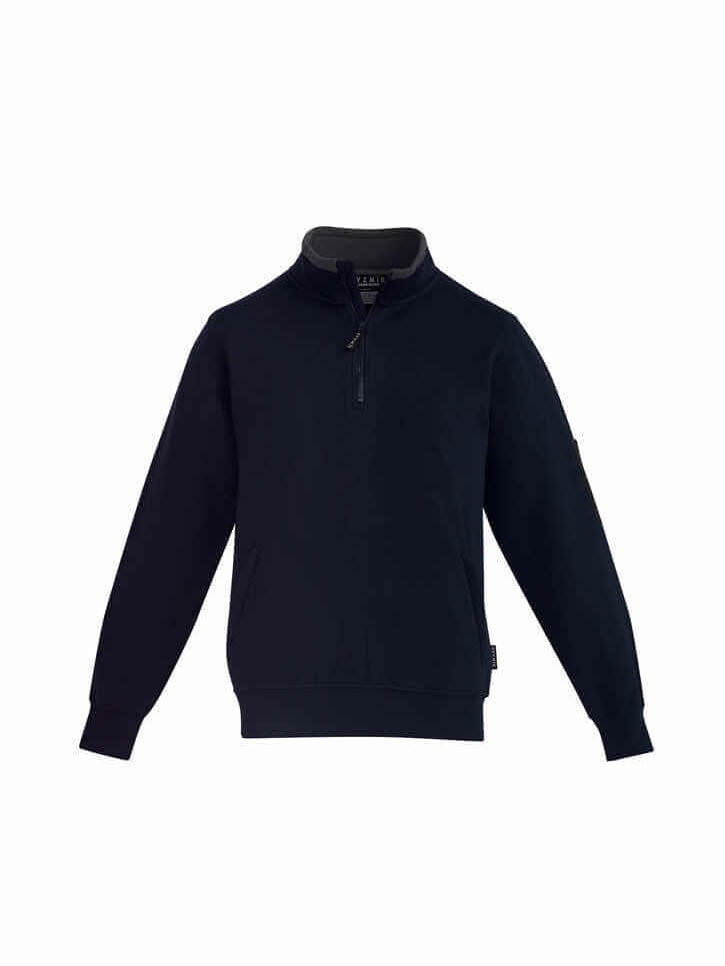 Mens 1/4 Zip Brushed Fleece-navy