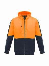 Unisex Hi Vis Full Zip Hoodie-orange