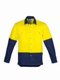 Mens Hi Vis Spliced Industrial Shirt-yellow