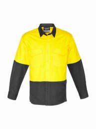 Mens Rugged Cooling Hi Vis Spliced Shirt-yellow