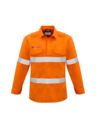 Mens FR Closed Front Hooped Taped Shirt-orange