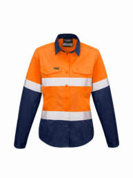 Womens Rugged Cooling Taped Hi Vis Spliced Shirt-orange