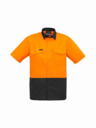 Mens Rugged Cooling Hi Vis Spliced S/S Shirt-orange