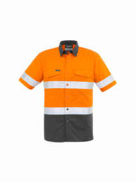 Mens Rugged Cooling Taped Hi Vis Spliced S/S Shirt-orange