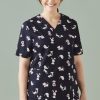 Womens Best Friends Scrub Top-Midnight Navy